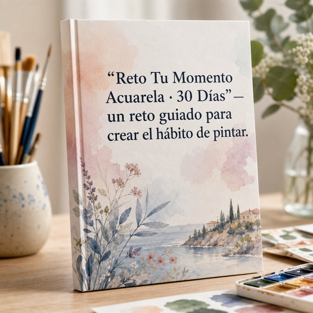 "Reto Tu Momento Acuarela · 30 Días" — un reto guiado para crear el hábito de pintar.